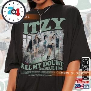 Itzy Kpop Shirt Kill My Doubt Album  V3  Retro Graphic Music Tee